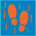 Icon of footprints surrounded by lines indicating vibration.