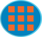 Icon showing a 3 by 3 grid of squares, representing an array of services offered.